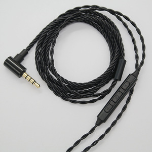 Zhongshan Zhen Sheng Diy Semi Finished Headphone <b>Cable</b> 4 Strand Twisted With <b>Mic</b> 3.5mm Plug Black Titanium Grey - Product Image 4