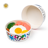 OOLIMAPACK Bol à poke blanc à logo imprimé jetable utilisé pour la livraison de nourriture, les fêtes et les réunions de famille
