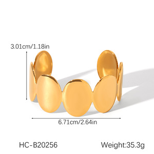 Bracciale in Acciaio Inossidabile di Alta Qualità Stile Ins, Placcato Oro 18K, Bracciale Apribile in Acciaio al Titanio per Donne - Product Image 6