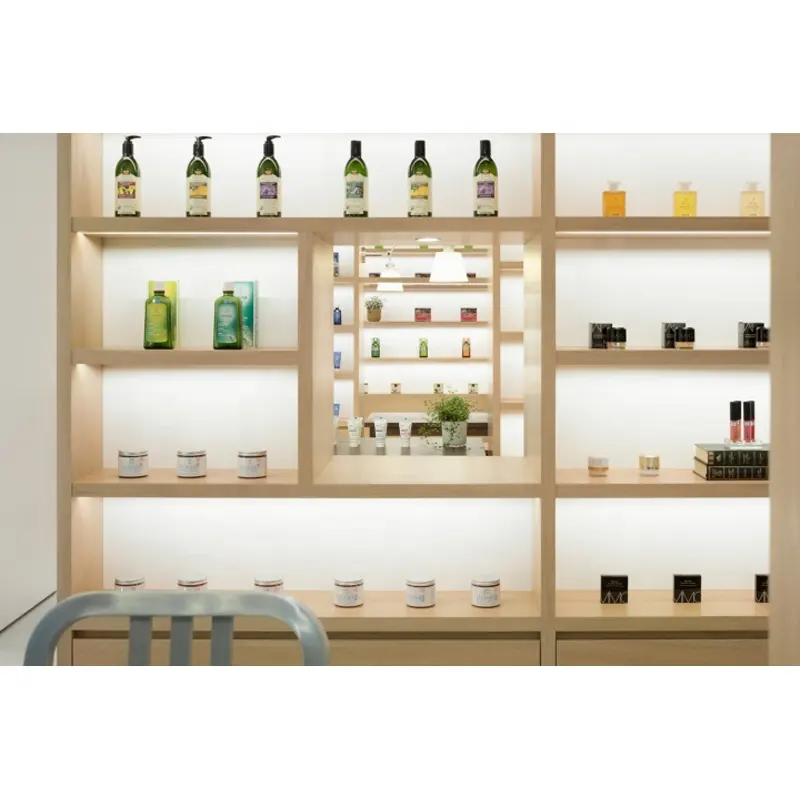 Lux Aangepast Functie Cosmetische Winkel Decor, Cosmetische Display Plank Voor Outlets