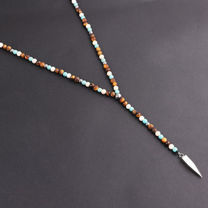 Classic Design in Pietra Naturale Della Pietra Preziosa <span class=keywords><strong>Perline</strong></span> 316L In Acciaio Inox Lunga Del Pendente Degli Uomini della <span class=keywords><strong>collana</strong></span> - Product Image 4