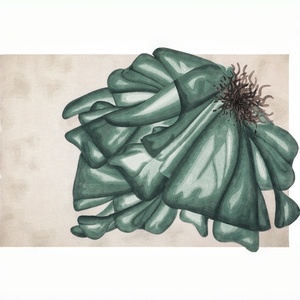 Tapis de forme irrégulière en algues marines LandScopeTech, 13 mm, tissé à la main, laine de Nouvelle-Zélande, soie de bambou, tapis de luxe, respectueux de l'environnement - Product Image 1