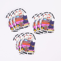 Etiquetas personalizadas de diseño de empresa, Impresión de dibujos animados, pegatina impermeable, logotipo adhesivo, vinilo holográfico, pegatina troquelada personalizada