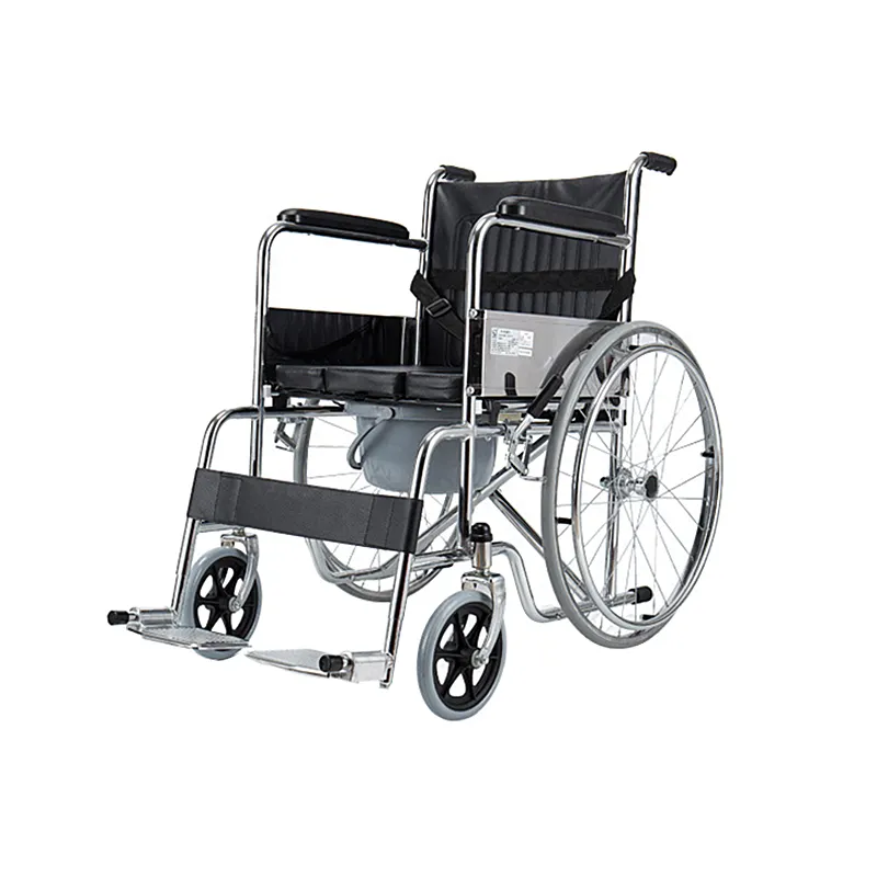공장 강철 foldable 경제 바퀴 의자 장애인 노인을 위한 튼튼한 수동 commode 휠체어 공장