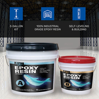 Revêtement en résine époxy transparente pour sols et comptoirs, 100% solides, auto-nivelant, kit de 3 gallons, résistant aux UV, auto-nivelant pour table