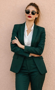Women’s Luxury <b>Emerald</b> <b>Green</b> Tailored <b>Suit</b> Set Structured Blazer with Notched Lapel and Matching Slim Fit Pants Formal Wear - Product Image 5