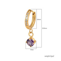 Boucles d'oreilles créoles rondes en pierre scintillante avec pendentif goutte détachable, multicolores, bijoux d'oreille non percés, vente en gros, faible MOQ