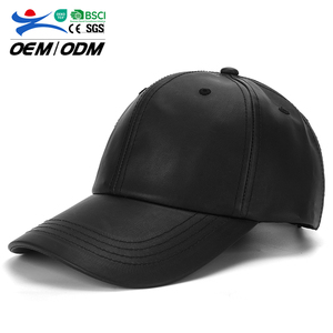 Nueva llegada en blanco personalizado 6 Panel Otoño Invierno PU cuero negro gorra de béisbol protección solar gorras deportivas para Mujeres Hombres - Product Image 1