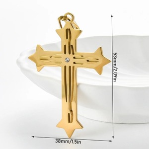Pendentif croix chrétienne simple en acier inoxydable pour collier, pour femmes et hommes, couleur argent, or, noir, breloques de chaîne, bijoux hip hop, cadeaux - Product Image 2