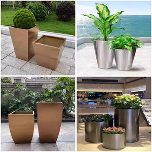 Custom ized Outdoor Market Print Edelstahl Pflanzer Set Metall Patio Outdoor Pflanz set - Product Image 4