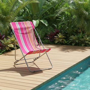 Chaise longue pliante en acier pour l'extérieur, confortable, type chaise lune, pour la plage, le camping, le jardin, le balcon, le parc, le salon - Product Image 1