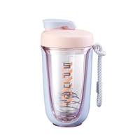 Vaso Mezclador de Proteínas para Gimnasio, Personalizado, Libre de BPA, de Plástico, Impermeable, Portátil, para Deportes al Aire Libre, con Asas de Cuerda