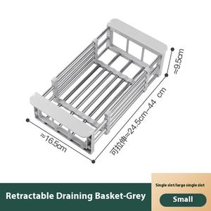 Égouttoir de cuisine extensible en acier inoxydable plateau de rangement d'ustensiles ménagers en métal pour évier bols baguettes vaisselle - Product Image 2