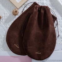 Sac à sous-vêtements en velours suédé durable avec logo imprimé, pochette anti-poussière en tissu recyclable, emballage à cordon doré pour bijoux et cadeaux BaiShun