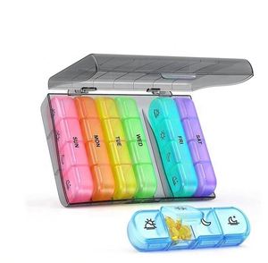 Boîte à pilules hebdomadaire portable à 21 compartiments, organiseur personnalisé pour 7 jours, étui de voyage pour vitamines et médicaments, rangement en plastique pour 3 prises quotidiennes - Product Image 4