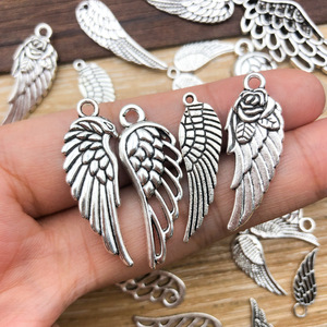 จี้รูปปีกโลหะผสมเงินโบราณ สำหรับทำเครื่องประดับ DIY ชิ้นส่วนโลหะผสมสังกะสีชุบ - Product Image 2