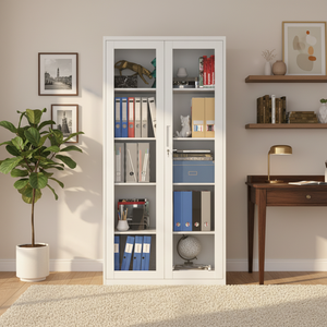 <span class=keywords><strong>Armoire</strong></span> de rangement en métal à double porte avec serrure en verre, sécurisée, pour le rangement de dossiers de bureau, en acier durable, organisée - Product Image 2