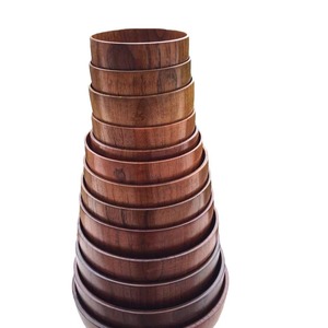 Japanese Style Wooden Bowls Set 4Pc Handmade Solid Color For Hotel Coffee <b>Tea</b> Gifting - Product Image 5