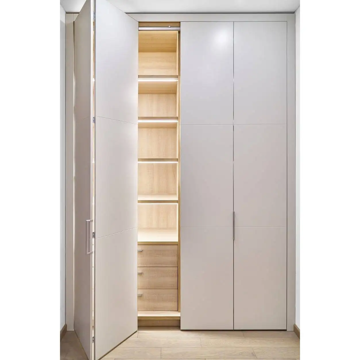 Modern New Design Flat Flush Panel with Groove Hollow Core Folded Closet Doors