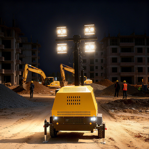 Trung Quốc tháp chiếu sáng nhà sản xuất công nghiệp Trailer di động tháp Chiếu Sáng 9m Máy phát điện diesel tháp ánh sáng - Product Image 2