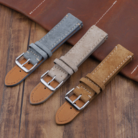 Bracelets de montre intelligents en cuir suédé de luxe, réglables, boucle à ardillon de qualité supérieure, pour hommes, 18/20/22/24 mm