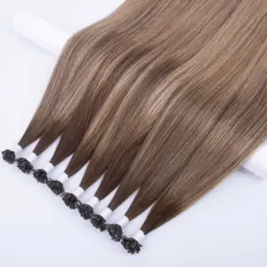 Extensiones de cabello de punta plana de cabello humano real ruso de grado superior en línea, extensiones de cabello de punta plana al por mayor