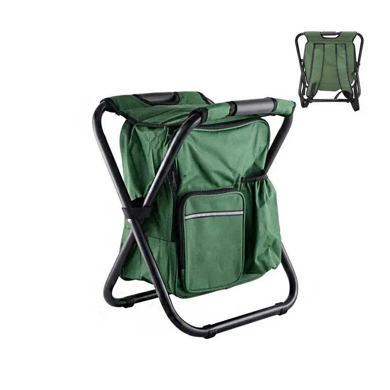 Outdoor Multifunction Cheap Portable Stool Backpack Folding Camping Fishing Chair With Cooler Bag