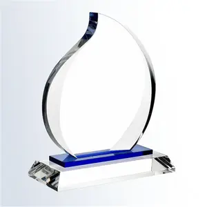 Gravado troféu-acrílico-azul e fosco branco-prêmio para os funcionários-gravura personalizada