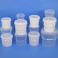 Seau d'emballage en plastique de qualité alimentaire recyclable tailles 1L 2L 2,5 L 3L 5L avec seau à boisson transparent avec poignée et couvercle pour le lait