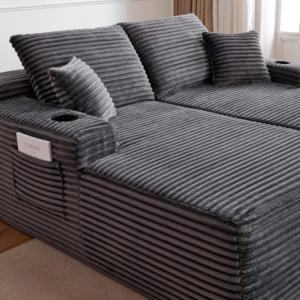 Modern <b>Inflatable</b> Modular Loveseat <b>Sofa</b> Adjustable Height Eco-Friendly Fabric Portable Design Square Shape Cushion Back - Product Image 6