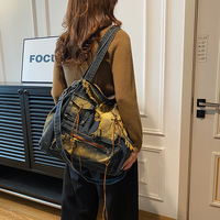 Sacs fourre-tout en denim rétro imperméables à la mode de grande capacité au design unique pour femmes, vente en gros et au détail