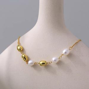 Collar de Perlas de Agua Dulce Naturales de Estilo Japonés y Coreano, Ligero y Lujoso, con Cuentas Doradas, Collar de Clavícula, Collares de Cuentas Finas de 14K - Product Image 4