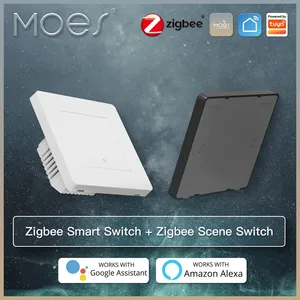 Interruptor de Luz/Scenas Inteligente MOES Star <span class=keywords><strong>Ring</strong></span> ZigBee3.0 con Botón, Compatible con la Aplicación Tuya y Control por Voz de <span class=keywords><strong>Alexa</strong></span>/Google para Uso en el Hogar y Hoteles - Product Image 1
