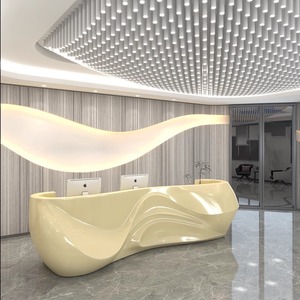 Bàn tiếp tân chuyển đổi bằng gỗ màu hồng cho trung tâm mua sắm ngoài trời nhà Thanh khách sạn phòng tập thể dục Trường Học-đồ nội thất thương mại Đương Đại - Product Image 3