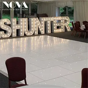 2021new Wireless RGB Wedding Portable White Acrylic LED Starlit Dance Floor with led love letter For Rental Events