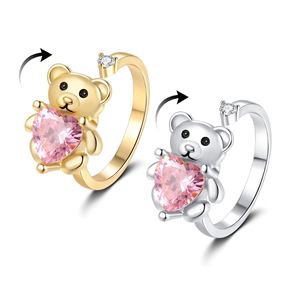 Anillo Inquieto Rotatable Bear Zircon <b>Ring</b> Jewellery <b>Spinner</b> <b>Ring</b> Spinning Rotating Adjustable Fidget <b>Ring</b> <b>Spinner</b> for Anxiety - Product Image 1