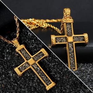 Colar com Pingente de Cruz em Aço Inoxidável com Inlay de Resina e Cadeia de Bambu Estilo Esportivo <span class=keywords><strong>24</strong></span> Polegadas para Homens - Product Image 2