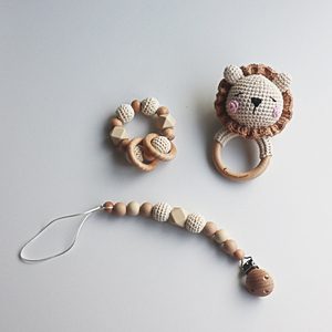 ชุดไม้กัดสำหรับเด็กทารกทำจากสิงโตและแหวนสำหรับเด็กทารกยางกัดพร้อมห่วงโซ่จุกนมปลอมสำหรับเด็กและเด็กผู้หญิง - Product Image 4