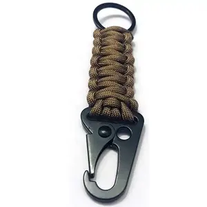 التخييم في الهواء الطلق EDC Paracord حبل مع حلقة تسلق سلسلة المفاتيح حلقة أدوات متعددة الوظائف الطوارئ