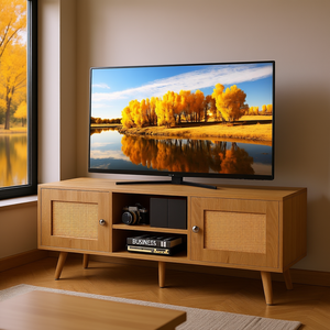 Mueble para TV de Roble Estilo Moderno de Mediados de Siglo, 47 Pulgadas, con Estantes Ajustables, Mueble de Almacenamiento para Sala de Estar - Product Image 2