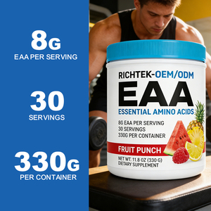 RICHTEK EAA Poudre d'acides aminés essentiels Supplément Framboise Bleue Hydratation Récupération Soutien Bien-être Force 30 Doses - Product Image 3