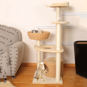 Casa torre classica dell'albero di bambù con superficie di flanella eco-friendly e durevole facile montaggio per uso interno - Product Image 2