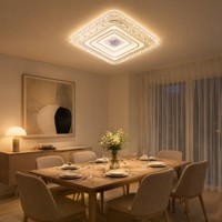 Plafonnier LED carré tendance, design feuille d'érable, profil bas, pour chambre et bureau, 3 couleurs, intensité variable, panneau anti-éblouissement
