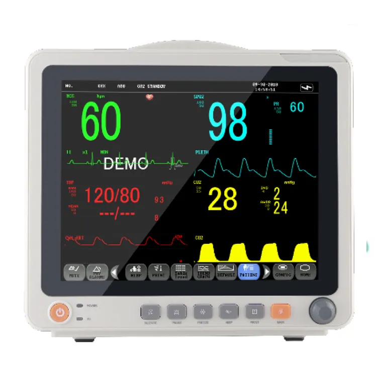 Pm12b Touch Ecg Hartslagmeter Ademhaling Bloed Zuurstof Bloeddruk En Lichaamstemperatuur Machine Externe Ecg Monitoring
