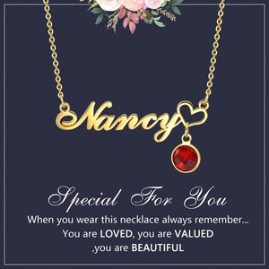 Personalizzato in acciaio inox targhetta collana con pietra di nascita a forma di lettera catena a maglia personalizzabile per matrimonio o festa - Product Image 5