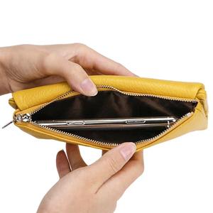 Portefeuilles longs AndoBag pour femmes en cuir de vache véritable, pochette de mode, porte-monnaie, porte-cartes, couleur unie simple, pince à billets 1489 - Product Image 5