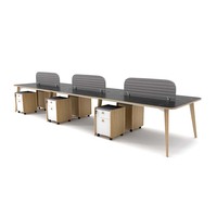Espace de coworking moderne pour 4 personnes, centre d'appels, cloison de bureau, poste de travail en bois avec fonction convertible