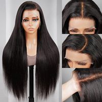 Perruque de Cheveux Humains Vierges Naturels Raides et Ondulés Profonds, Perruque Frontale en Dentelle Transparente 13*4/13*6 Sans Colle avec Dentelle Suisse pour Femme (Vente en Gros)