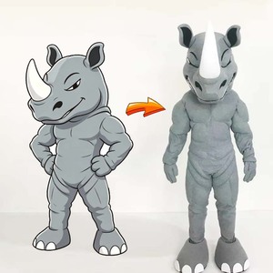 Costume de mascotte rhinocéros doux et personnalisé UYEAH OEM CE pour adultes, idéal pour les fêtes costumées et les événements de cosplay sur le thème des personnages de dessins animés. - Product Image 1