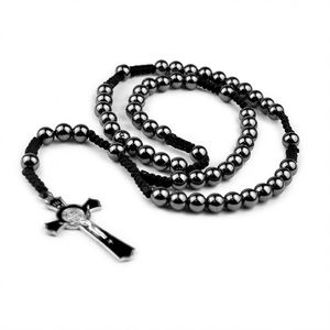 Rosario Católico de Hematita con Cruz y Cuentas de Oración para Jesús, Regalos Cristianos para el Día de Pascua - Product Image 4